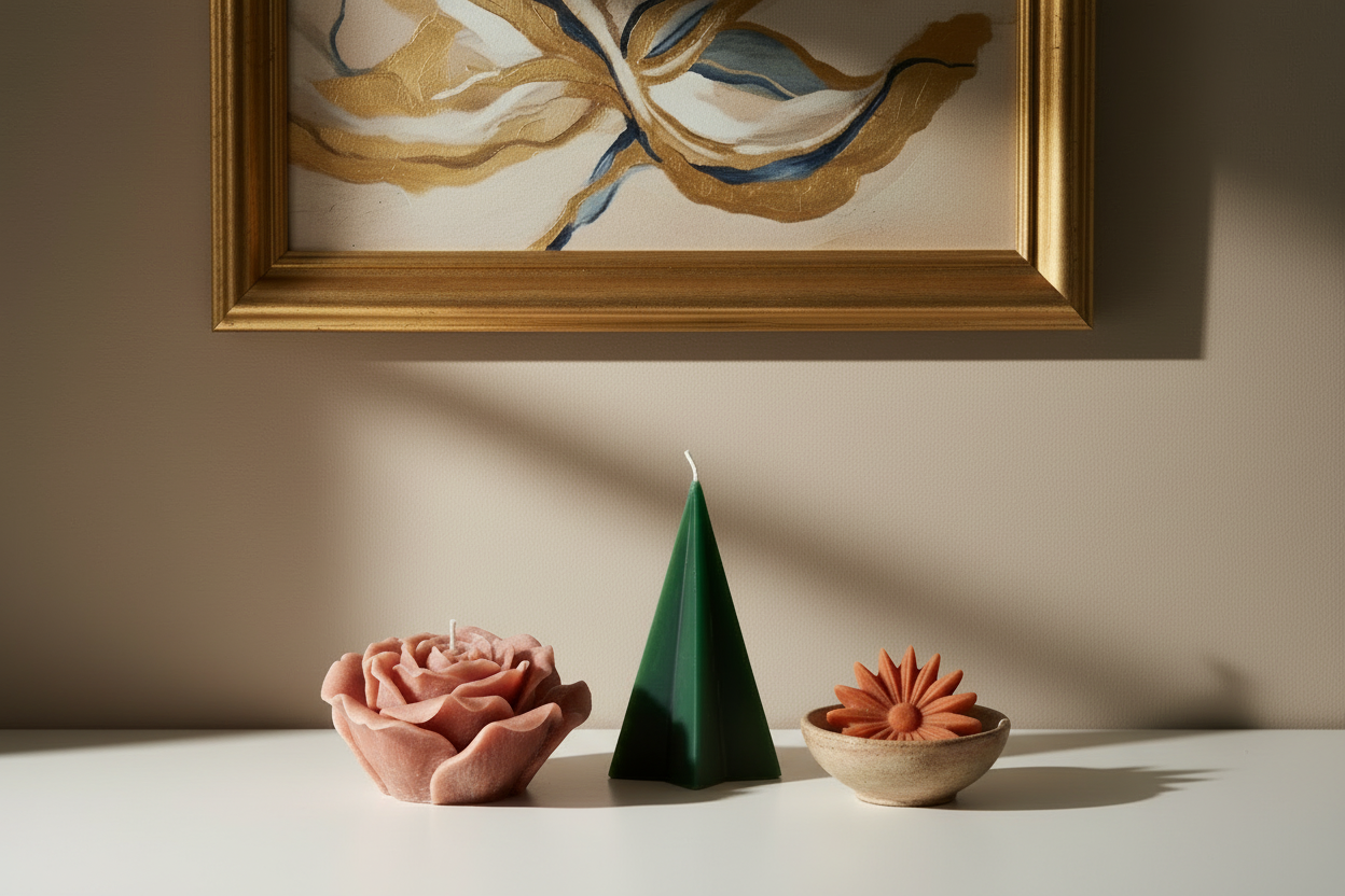 Tres velas artísticas sin sombras